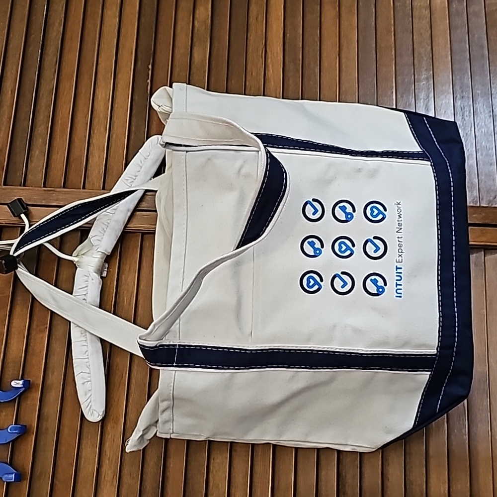 NWoT  Intuit Expert Network logo canvas zippered tote Satchel New York large - Picture 6 of 7